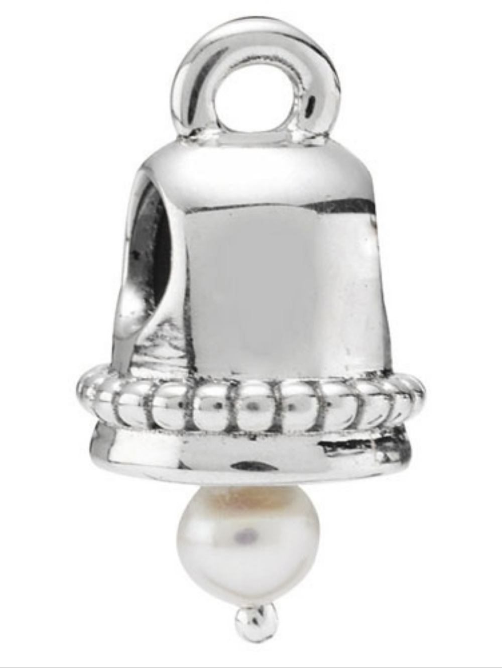 Pandora Silver Bell with Pearl Dangle Retired